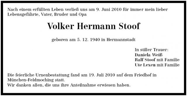 Stoof Hermann 1940-2010 Todesanzeige